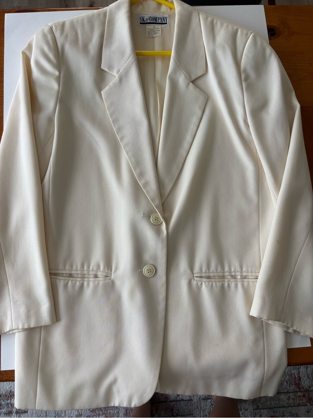 Vintage SK & Company Women's Cream Blazer Jacket